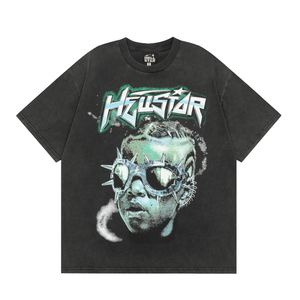 HELLSTAR T-shirt Rappe Mens Femmes Tshirt Rapper lavé gris noir lourd artisanment unisexe à manches courtes High Street Retro Retro Hell Women's T-shirt Designers Tees