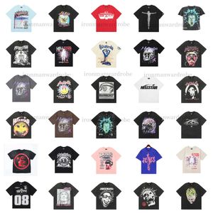 HELLSTAR T-shirt Rappes Mens Femmes Tshirt Rapper lavé Craft lourds Unisexe à manches courtes Haute Rétro HELL