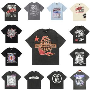 Hellstar t Shirt Rappe Heren Dames Tshirt Rapper Wash Grijs Heavy Craft Unisex Korte mouw Top High Street Fashion Retro Hell Womens T-shirt Ontwerpers Tees