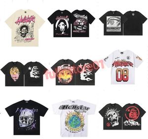 Hellstar T-shirt Rappe Heren Dames Tshirt Rapper Wash Grijs Heavy Craft Unisex Korte mouw Top High Street Fashion Retro Hell Dames T-shirt Ontwerpers Tees Maat S-xl Hg1
