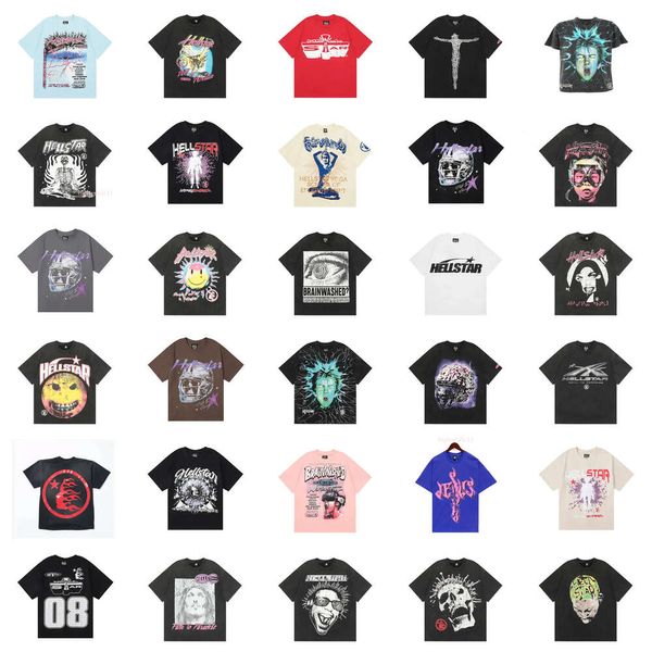 HELLSTAR T-shirt Rappe Mens Femmes Tshirt Rapper lavé Craft lourds Unisexe à manches courtes High Street Retro Retro Femme T-shirt Designers Tees Mens Designer Shirts