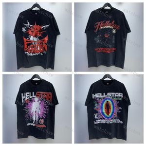 Hellstar T-shirts designer heren T-shirts met korte mouwen Luxe nieuwe hot beauty fashion doen oude vaste geverfde en kaliumspray gigantische zeefdrukken voor mannen en vrouwen