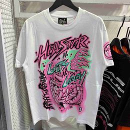 Hellstar THICHS FRUG DRIFT STREETWear Calidad Hip Hop Graffiti Impreso Topas de camisetas de algodón de gran tamaño de gran tamaño para unisex
