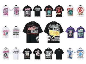 Hellstar Tshirt Rappe Mens and Womens couple T-shirt Summer Rapper Craft Unisexe Unisexe à manches courtes High Street Retro Hell Womens T-shirt Designer Tees Mens Us Taille