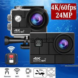 Helm Actiecamera Ultra HD 4K 60FPS 170D 24MP 2.0 LCD EIS WiFi 30M Waterdichte afstandsbediening Buitensport Videorecorder HKD230828 HKD230828