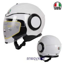 Casco AGV Motocicleta ORBYT Verano Cuarto Medio Pedal Montar Transpirable Lente Doble Cascos para Correr para Hombres y Mujeres UQZB