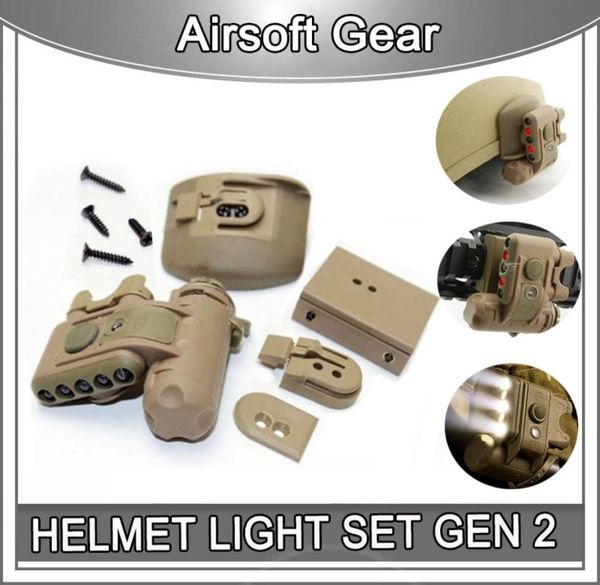Casque Light Set Gen 2 Tactical Gen2 HELMET LED AIRSOFT IR SIGNAGE GEN2 LAVINE DE SÉCURITÉ LAVINE DE SÉCURITÉ POUR 20 mm Rail Mich Helme4588360
