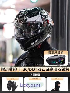 Casque norme nationale certification 3C AGV mâle nouvelle moto complète femme hiver double lentille Bluetooth sécurité de conduite E8FH 1T1C