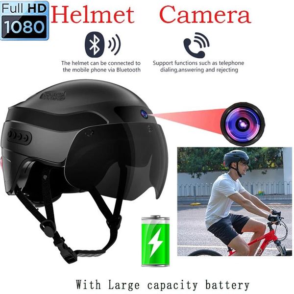 Casques 1080p Full HD Smart Casque Caméra Scooter Bluetooth Appel Jouer Builtin Cam Sport de plein air de haute qualité pour moto ou vélo