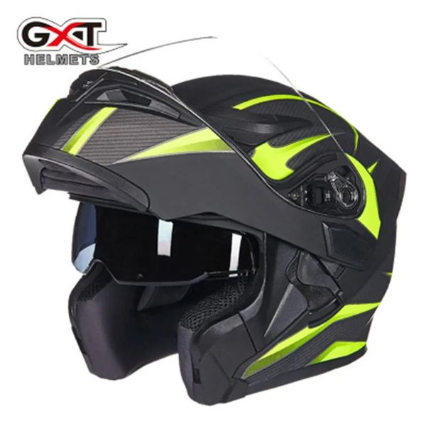 Casques GXT Flip Up Motorcycle Casque Double Lense Visors Full Face Motorbike Casques Casco Racing Capacete avec Bluetooth Moto Casque