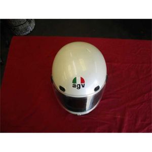 Helmen Moto AGV integraalhelm Vintage KR-2001 witte motorhelm gemaakt in Italië maat 7 1/8-7 1/4 punt WN-9M3E