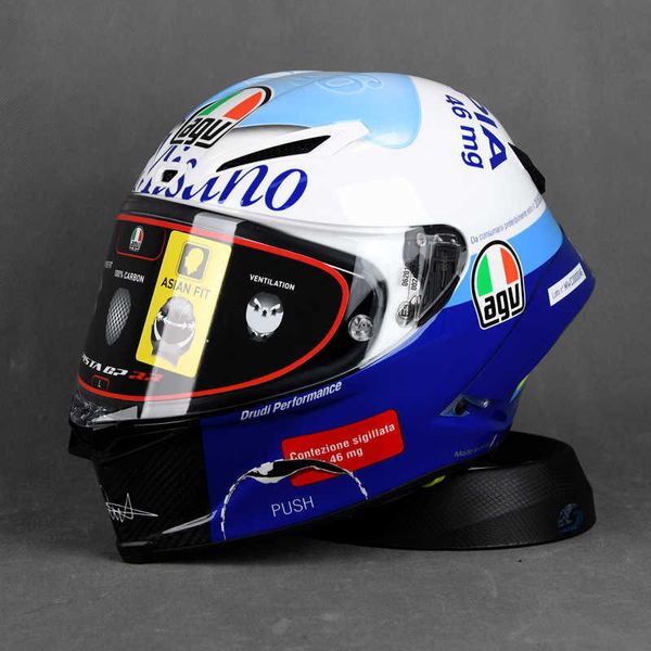 Casques Moto AGV Conception de moto Sécurité moto Confort Agv Pista Gp Rr Ice Blue Chameleon Red Trail Bright Matte Black Casque intégral en fibre de carbone NYDL