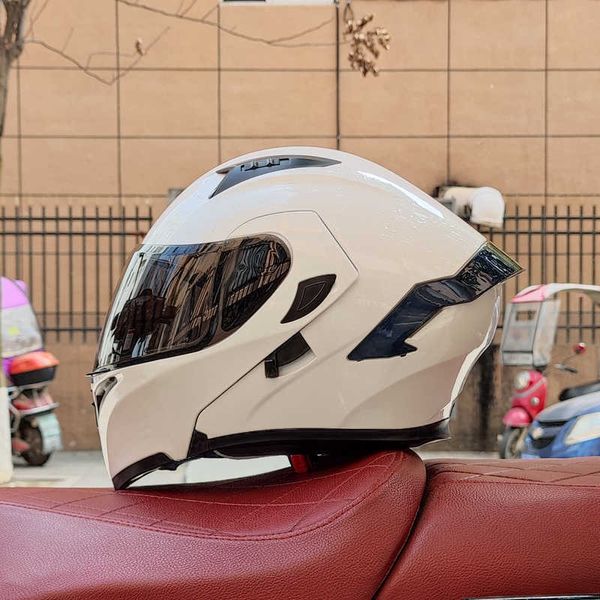 Helme Moto AGV Motorrad Design Motorrad Sicherheit Komfort Nationaler Standard 3c Zertifizierung Herren Full Cover Doppellinse geschälter Helm Reisen Rallye Blau O1H2