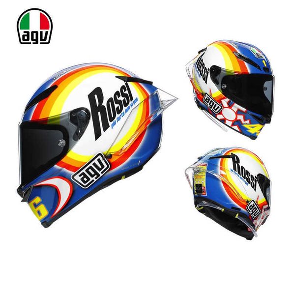 Casques Moto AGV Moto Design Sécurité Confort Agv Pista Gprr Ice Blue Moto Fibre De Carbone Piste Anti Chute Ride Édition Limitée Casque Intégral Chameleon 6KXA