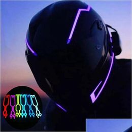 Casques Casques de moto Casque Led Lumière froide clignotant réfléchissant lumineux autocollant bande modifiée étanche Decoratio Drop Delivery Mo