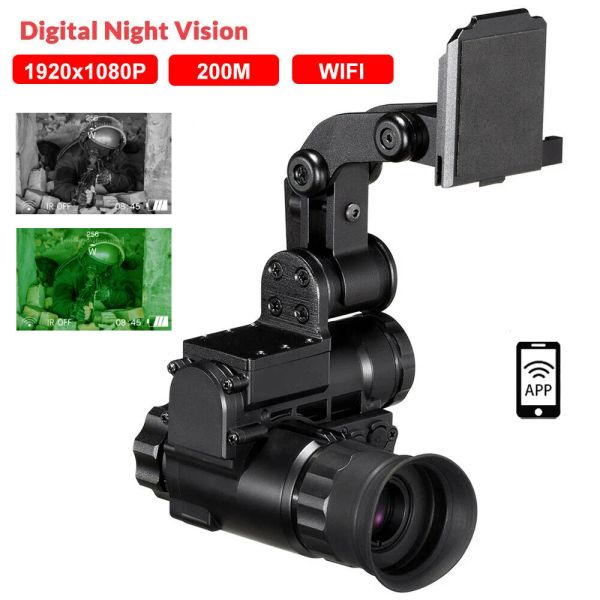 Casques NVG10 Digital Night Vision Goggles Green 1920x1080p 1x6x Zoom Night Monocular Viewer 200m for Helmet Hunting Patrol Observation