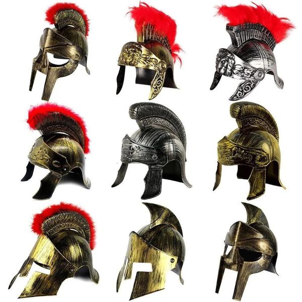 Casques Patins Casques Cosplay Spartan Warrior Hat Mascarade Chapeau Romain Casques Spartacu Samouraï Médiéval Ancien Romain Vintage Casque Fea