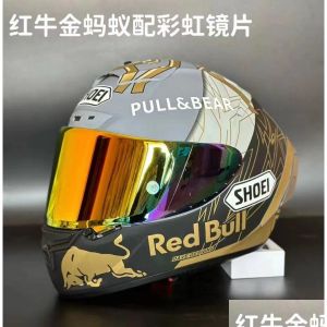 Casques Skates Casques Motorcycle Fl Face Shoei X 14 Spirit III Special Quatteen Edition Racing Red Gold Ant 230421 Drop livraison Sports O