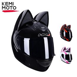 Casques Patins Casques Moto Casque Oreilles de Chat Détachable DOT Approuvé Accessoires Pour Femmes Hommes Fu Visage Respirant Capacete de moto 23