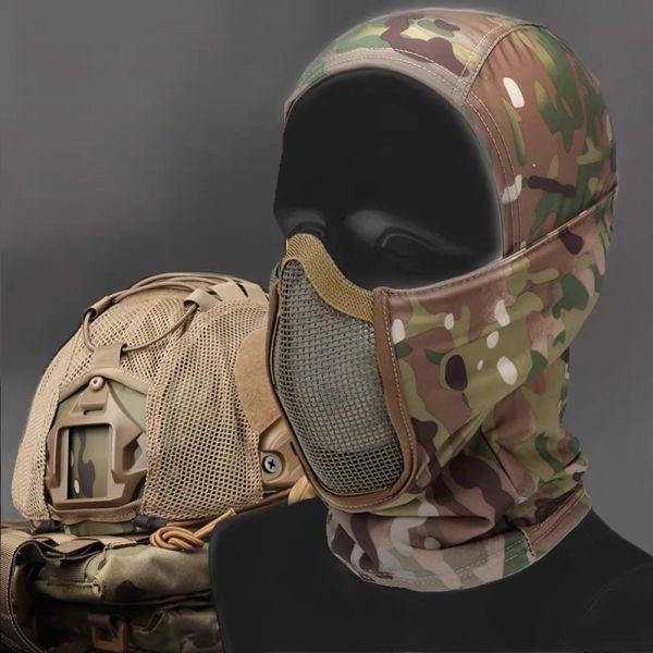 Casques tactique cadavre masque de casque Airsoft Paintball Masque complet masque respirant en maille extérieure de chasse Wargame CS Masque de protection