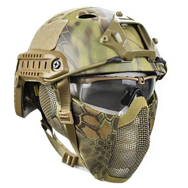 Casque masque de casque tactique CS Airsoft Paintball Army Army Game Motorcycle de chasse Couleur solide Casque rapide