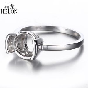 HELON SOLID 14K 10K WHITE OR ROND COUPE 8.5-9,5 mm Engagement semi-Mont Anneau de mariage Femmes Solitaire Bijoux