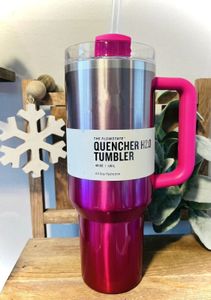 Stock 40oz Chrome Broma Dichoir Tumblages Pink Cosmo Parada co-marquée Flamingo en acier inoxydable H2.0 tasses avec couvercle en silicone et tasses de voitures de paille