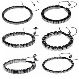 Bracelet en hématite pour la perte de poids hommes femmes pouvoir de guérison soulagement du Stress Protection porter chance perles de pierres précieuses bijoux tissés