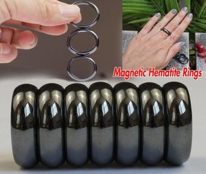Anneaux d'hématite Bande de pierre noire magnétique pour hommes Women0128499091