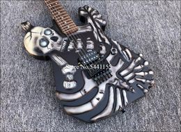 Hembry Handgesneden J Frog George Lynch Skull Bones elektrische gitaar Floyd Rose Tremolo palissander toets zwarte hardware2467176