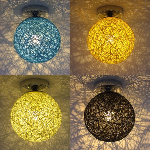 Boule de chanvre plafonnier maison porte en osier lampe couloir porche salle à manger allée petit hall LED lumières