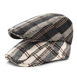 Matériel de chanvre béret à carreaux noir et blanc hommes mâle court avant-toit couple bérets chapeau casquette simple classique rétro bérets casquette homme247B