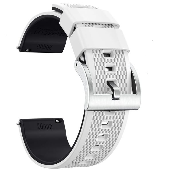 Hemsut – bracelets de montre en Silicone blanc, 18mm, 20mm, 22mm, bracelet en caoutchouc à dégagement rapide pour hommes et femmes, remplacement souple, 10 couleurs, 240116
