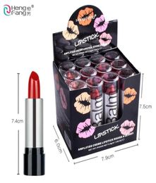 Hengfang Brand 12pcs Set Red Lipstick Lastion Hydrating Nutritious Lip Sticks Lèvres Balm Lèvres Batom avec boîte ShipIing266U1376520