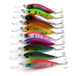 Hengjia 10 piezas Minnow Fishing Lure Bait 11CM-11.7G Artificial de plástico duro Isca Pesca Wobbler Laser Bait con dos ganchos