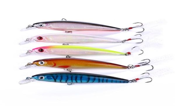 Hengjia 100pcs Marca superior Grado superior Luminoso Minnow Wobbler Fishing Lure 11cm 14 g Cebo duro Ganchos de pluma y pesca de carpas 9361502