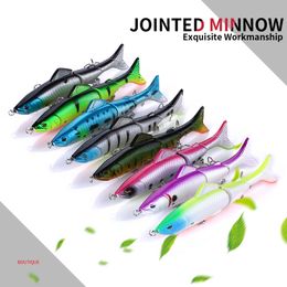 Hengjia 80 stks Groothandel Jointed Link kunstaas Deep Sea Minnow Rap Spinner Plastic Aas Sectie Drie Fish 8Colors 12.5cm / 17.7g JM009