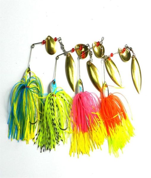 Hengjia 4pcs señora de pesca Spinnerbait Buzzbait con falda Feather 19 5G 0 688OZ Agua dulce de agua fresca Basco de lámpara Bailleye Min1307156