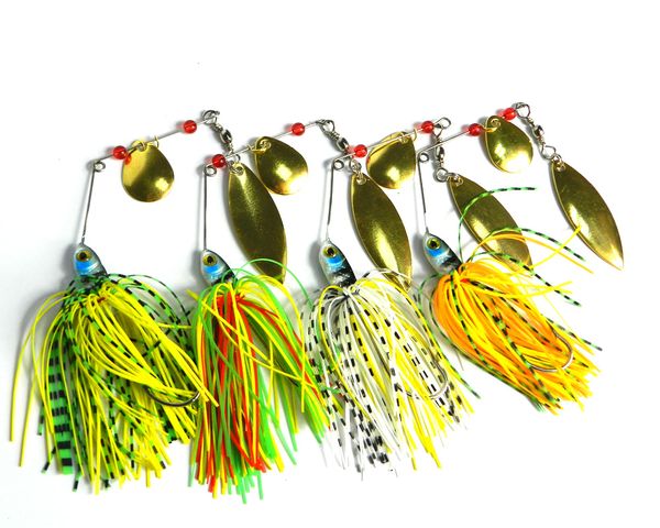 HENGJIA 4 unids/lote 17,4g 0,61 oz Spinner cebo cucharas de señuelos de pesca agua dulce bajo superficial leucomas Minnow Spinnerbait señuelos