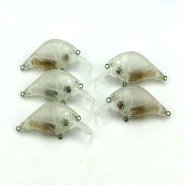 Hengjia 50 stuks lot Crank Vissen Lokken Aas met 3D Levensechte Ogen Ongeverfd Transparant Kunstmatig Hard Plastic GEEN HOOK231U