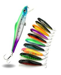 Hengjia 50 Uds lote 13cm 28 4g 10 colores nuevos aparejos de pesca con señuelo minnow con anzuelo triple 2 ganchos profundidad de buceo cebo de pesca de plástico mi02270456