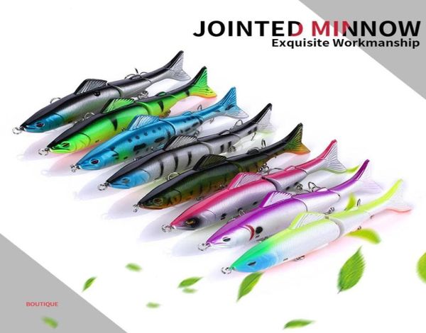 Hengjia 80 pièces leurres à maillons articulés en haute mer vairon Rap spinner appât en plastique Section trois poissons 8 couleurs 125CM177G JM00950888051039583