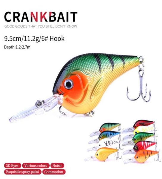 HENGJIA 9 Uds señuelo de pesca CRANKBAITS gancho bajo manivela cebo 95CM 112G 6 ganchos 95mm cebos duros carpa pececillo aparejos de pesca CB02446338455600366