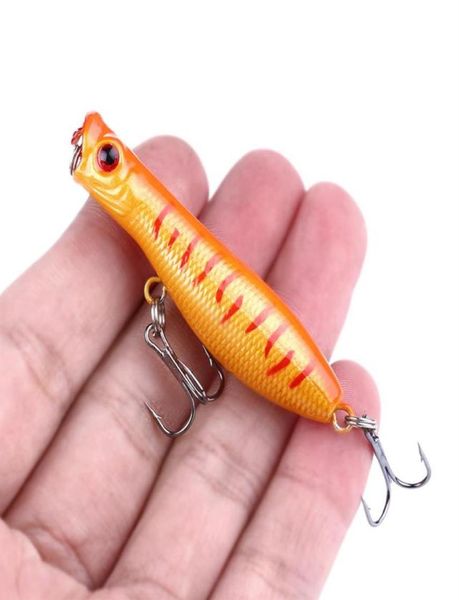 HENGJIA marque Popper Wobbler leurre de pêche avec 8 crochets 6 cm 5 5g flottant manivelle appât artificiel poper pesca carpe brochet 228s1892286