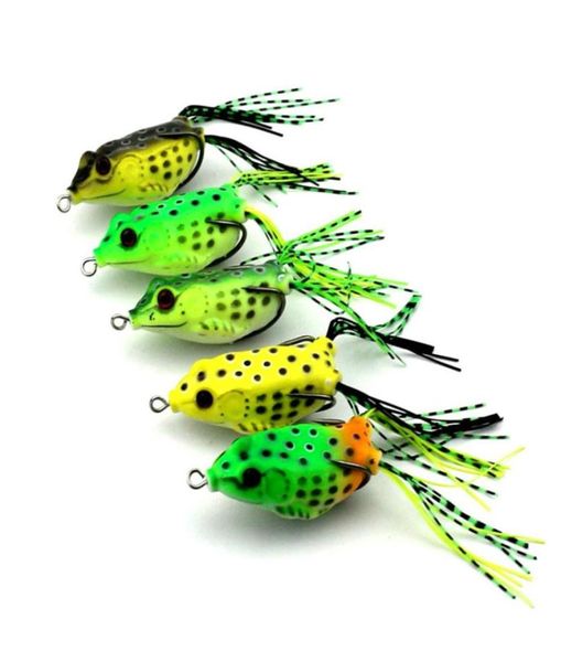 HENGJIA-señuelo de pesca de rana suave, 6cm, 12g, 5 colores con falda, aparejos de pesca de plumas, cebo de pesca Artificial en caja, 30393238712154