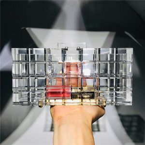 Hengmei nieuwe dinertas transparante acryl dameszak super dikke kristallen handbox acryltas 230309