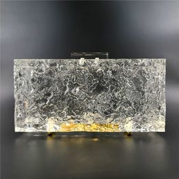 Hengmei Nieuwe dinertas Transparant ijscrack acryl dameszak Crystal Hand 230317