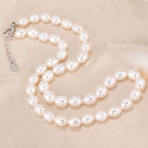 HENGSHENG AAA 7-8mm collier de perles d'eau douce naturelles femmes bijoux collier 925 argent blanc rose violet véritable perle bijoux 240305