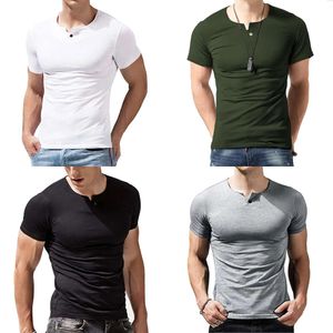 Henley heren t -shirt gemonteerde jurkmouwtoppen voor mannen shirts katoen casual bodybuilding fiess t -shirt t -shirts ops s -shirt -shirts