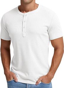Henley T-shirts Designer à manches courtes à manches courtes Classic Slim Fit Stretch Casual Shirt with Front Plackeet T-Shirt Mens Shirt Coton Polo Polo plus taille